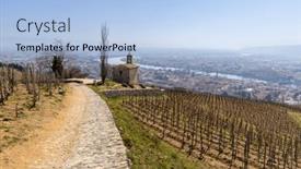  Presentation with vineyard - Slide deck with grand-cru-vineyard-and-chapel and a light blue colored foreground