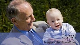  Presentation with grandfather - Colorful presentation theme enhanced with grand father - grandfather holding smiling grandson backdrop and a teal colored foreground