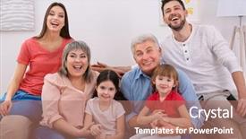  Presentation with family - Amazing theme having grand father - happy family watching tv backdrop and a  colored foreground