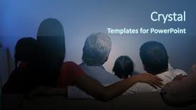  Presentation with thank you family - Slide deck enhanced with grand father - happy family watching tv background and a  colored foreground