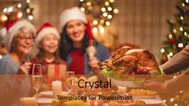  Presentation with merru christmas - Slide deck featuring grand father - merry christmas happy family are background and a  colored foreground