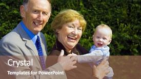  Presentation with happy baby - Slide set featuring grand father - smiling grandparents holding happy baby background and a tawny brown colored foreground