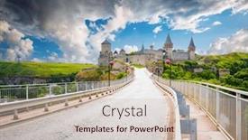  Presentation with popular - Presentation design having grand-fortress-of-eastern-europe background and a soft green colored foreground