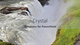  Presentation with water sun - Audience pleasing slide deck consisting of grand gullfoss in iceland in mid-july bubbling water illuminated by a bright morning sun backdrop and a light gray colored foreground