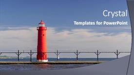  Presentation with lighthouse - Presentation enhanced with grand-haven-south-pierhead-inner background and a teal colored foreground