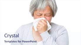  Presentation with triathlon run woman - Presentation design with grand ma - mature woman runny nose background and a  colored foreground