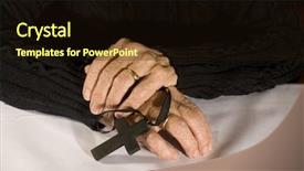  Presentation with black cross - Audience pleasing presentation theme consisting of grand ma - old hands with simple black backdrop and a wine colored foreground
