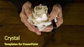  Presentation with black cross - Presentation enhanced with grand ma - old hands with white rose background and a tawny brown colored foreground