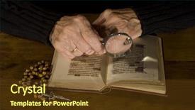  Presentation with old bible - Cool new PPT theme with grand ma - old person is reading backdrop and a tawny brown colored foreground