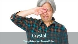  Presentation with pain - Slide set having grand ma - old woman feeling eye pain background and a ocean colored foreground