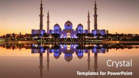  Presentation with abu dhabi - Theme consisting of grand-mosque-at-twilight background and a tawny brown colored foreground