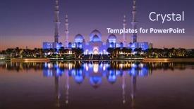  Presentation with abu dhabi - PPT layouts enhanced with grand-mosque-at-twilight background and a violet colored foreground