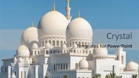  Presentation with abu dhabi - Audience pleasing theme consisting of grand-mosque-in-abu-dhabi backdrop and a soft green colored foreground