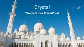  Presentation with abu dhabi - Presentation design consisting of grand-mosque-in-abu-dhabi background and a ocean colored foreground