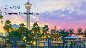  Presentation with dubai - Colorful theme enhanced with grand-mosque-in-old-dubai backdrop and a light blue colored foreground