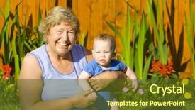  Presentation with garden - Slides with grand mother - grandmother holding happy grandson background and a tawny brown colored foreground