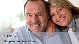  Presentation with senior couple - Cool new PPT theme with grand mother - portrait of happy senior couple backdrop and a light blue colored foreground