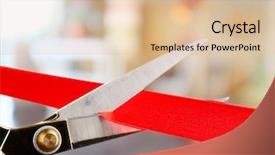  Presentation with ribbon cutting - Presentation consisting of grand opening cutting red ribbon background and a lemonade colored foreground