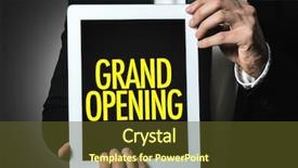  Presentation with grand opening - PPT theme enhanced with grand opening background and a tawny brown colored foreground