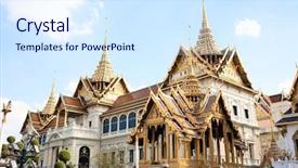  Presentation with bangkok - PPT theme with grand palace bangkok thailand background and a sky blue colored foreground