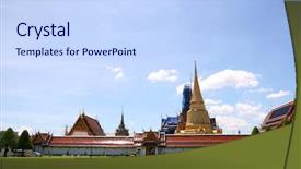  Presentation with golden palace - Presentation design with grand palace bangkok thailand background and a sky blue colored foreground