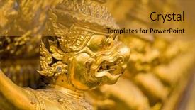 Presentation with bangkok - Slide set enhanced with grand palace garuda wat phra background and a gold colored foreground