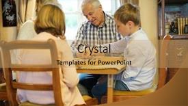  Presentation with parents - Presentation design featuring grand-parents with grandkids playing background and a coral colored foreground