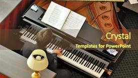  Presentation with lounge - Presentation theme with musician at piano in lounge background and a tawny brown colored foreground