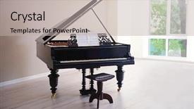  Presentation with piano - Presentation with piano in empty classic room background and a mint green colored foreground
