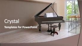  Presentation with piano - Audience pleasing PPT theme consisting of piano in empty classic room backdrop and a gray colored foreground