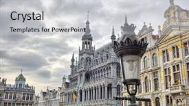  Presentation with brussels - Beautiful PPT layouts featuring grand place brussels belgium backdrop and a light gray colored foreground