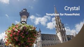  Presentation with secret place - PPT theme with grand place in brussels belgium background and a ocean colored foreground