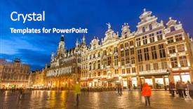  Presentation with brussels - PPT layouts consisting of grand place in brussels belgium background and a cobalt blue colored foreground