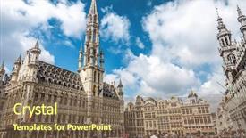  Presentation with brussels - Audience pleasing PPT theme consisting of grand place in brussels belgium backdrop and a violet colored foreground