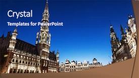  Presentation with brussels - Slide deck featuring grand place in brussels belgium background and a navy blue colored foreground