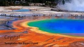  Presentation with natural park yellowstone - PPT theme enhanced with grand-prismatice-spring-in-yellowstone and a red colored foreground
