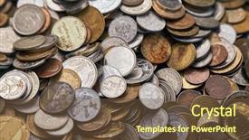  Presentation with different country food culture - Beautiful PPT layouts featuring grand prix - pile of old coins backdrop and a tawny brown colored foreground