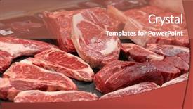  Presentation with butcher - Theme having grand prix - raw beef on a butcher background and a coral colored foreground