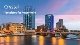  Presentation with dusk - Theme having grand rapids michigan usa downtown background and a teal colored foreground