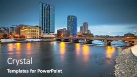  Presentation with dusk - Slide deck featuring grand-rapids-michigan-usa-downtown background and a ocean colored foreground