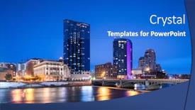  Presentation with usa - Amazing PPT theme having grand-rapids-michigan-usa-downtown backdrop and a cobalt blue colored foreground