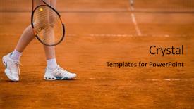  Presentation with court - Slide set featuring grand slam - clay tennis court with tennis background and a gold colored foreground