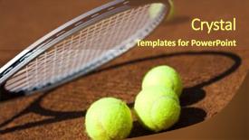  Presentation with tennis - Beautiful slide deck featuring grand slam - sport tennis racket and balls backdrop and a  colored foreground