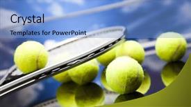  Presentation with squash sport racket - PPT theme with grand slam - sport tennis racket and balls background and a light blue colored foreground