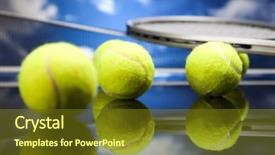  Presentation with squash sport racket - Slide deck having grand slam - sport tennis racket and balls background and a  colored foreground
