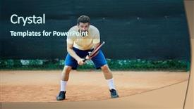  Presentation with professional tennis player athlete man - Slide set enhanced with grand slam - tennis player waits for serve background and a ocean colored foreground