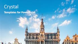  Presentation with brussels - Slide set enhanced with grand-square-in-brussels-city background and a teal colored foreground