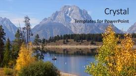  Presentation with natural park yellowstone - Audience pleasing presentation theme consisting of grand tetons national park backdrop and a light blue colored foreground