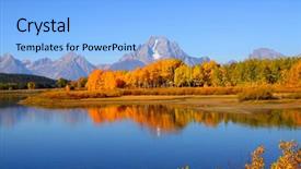 Presentation with natural park yellowstone - Cool new presentation theme with grand tetons national park backdrop and a light blue colored foreground