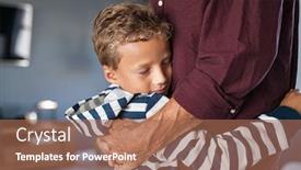  Presentation with old man - Colorful presentation theme enhanced with grandchild-giving-a-warm-hug backdrop and a coral colored foreground